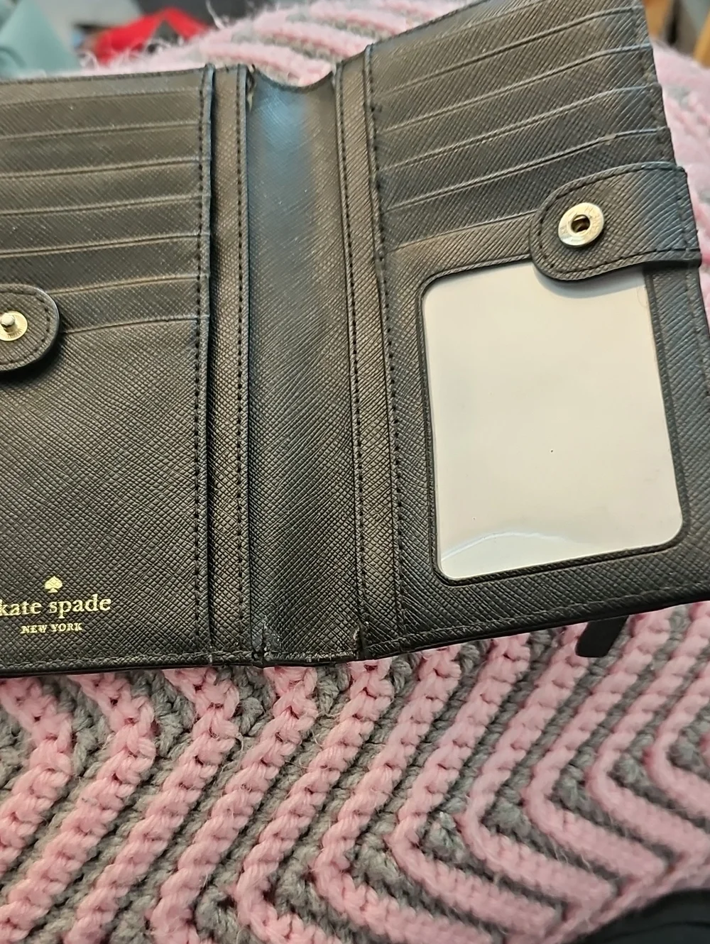 Polka Dot Black Leather Card Wallet - Men Accessories